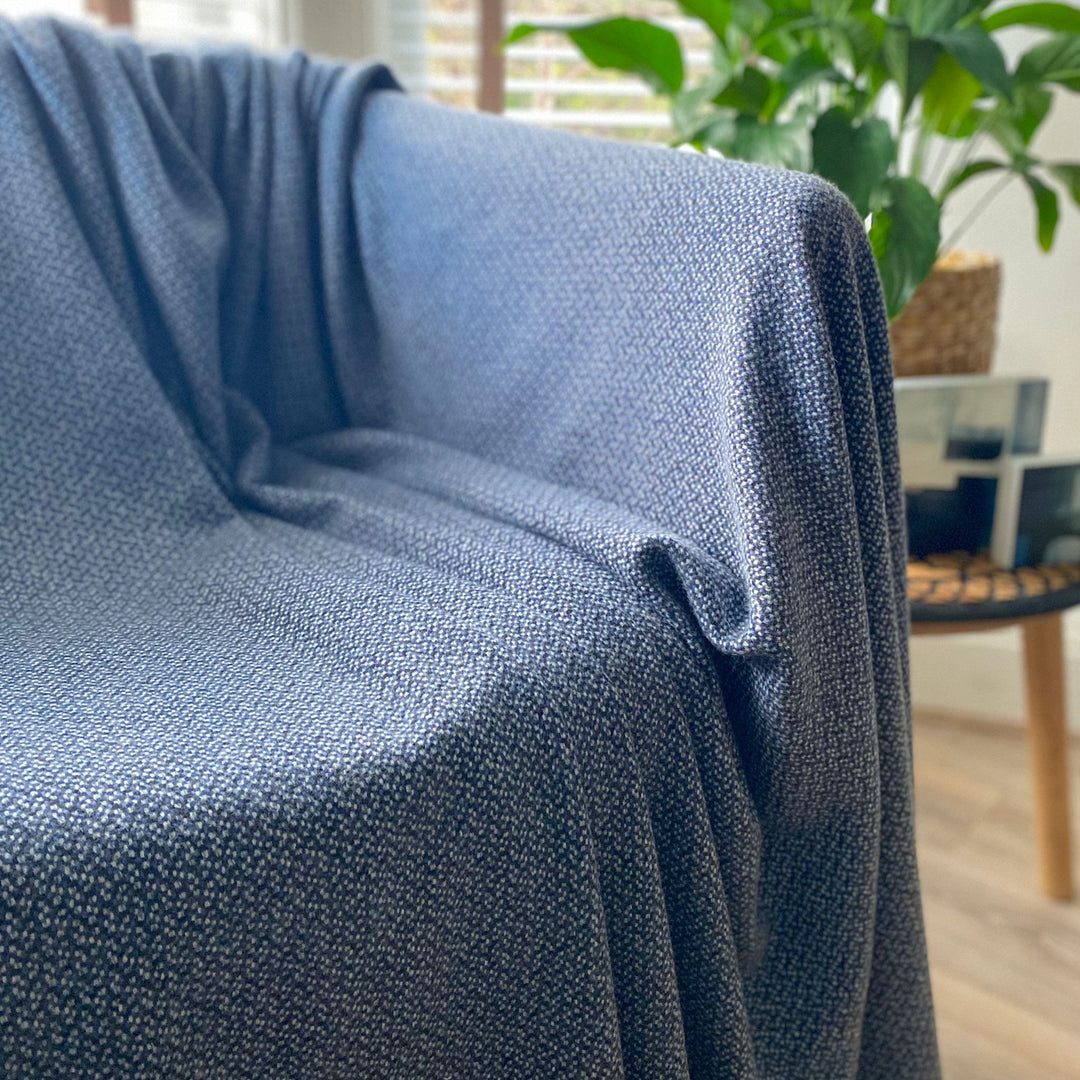Blue Large Textured Cashmere Blanket