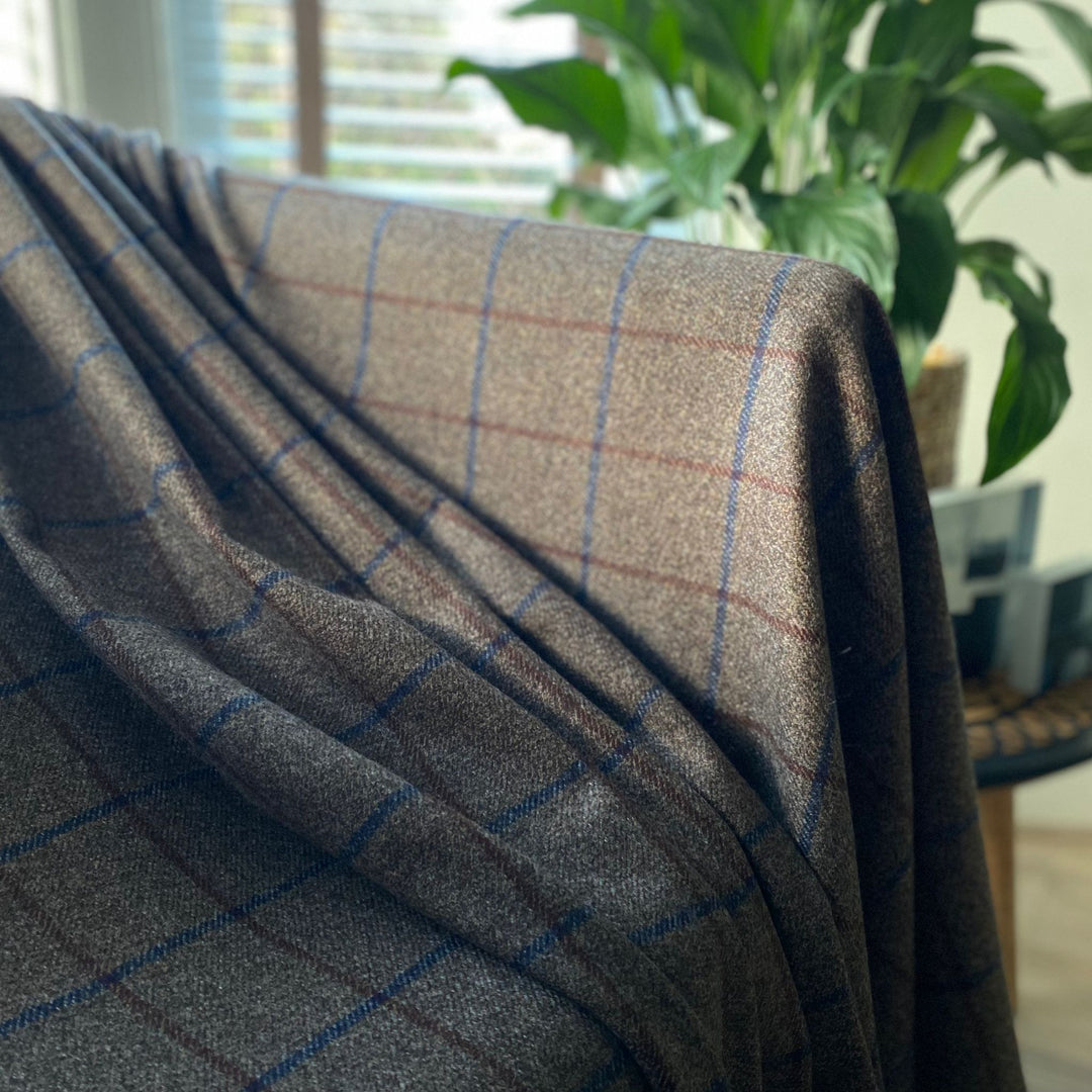 Brown Tattersall Cashmere Blanket