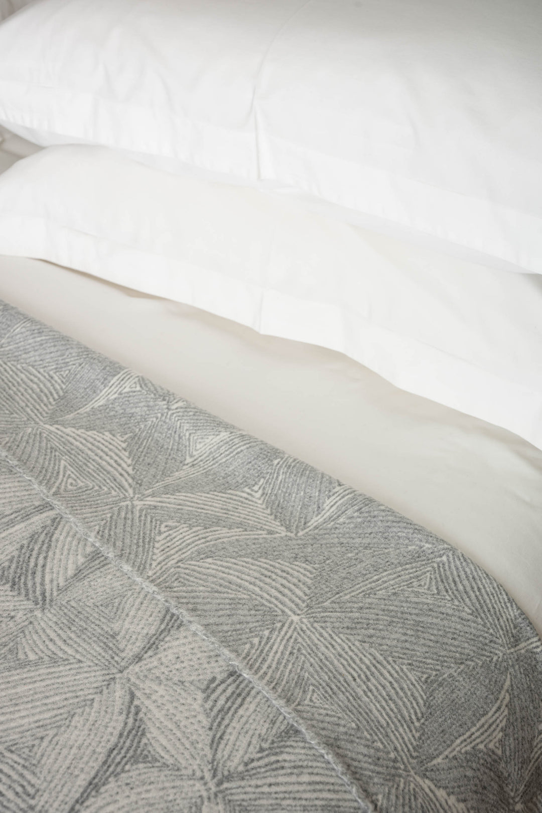 Grey White Floral Cashmere Blanket