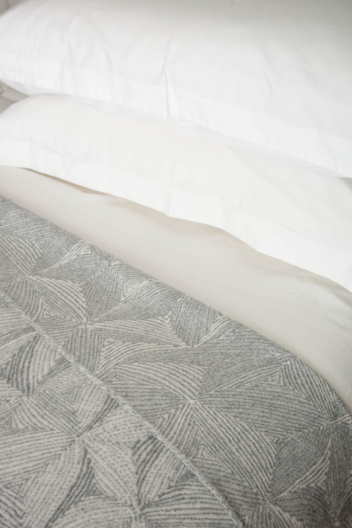 Grey White Floral Cashmere Blanket