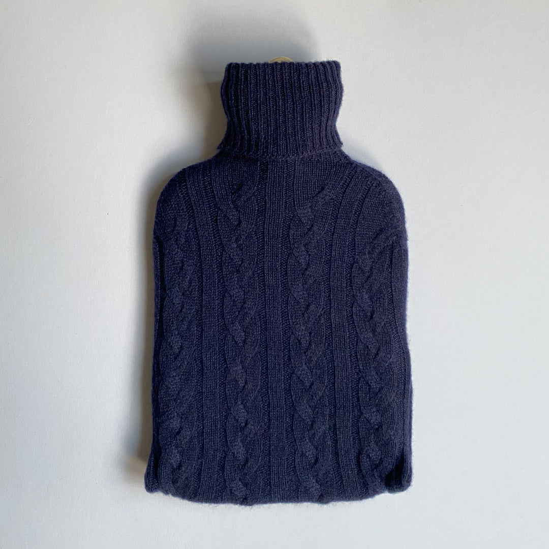 Luxury Cashmere Navy Hot Water Bottle