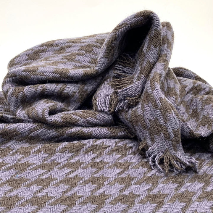 Houndstooth Aquamarine Luxury Wool Throw