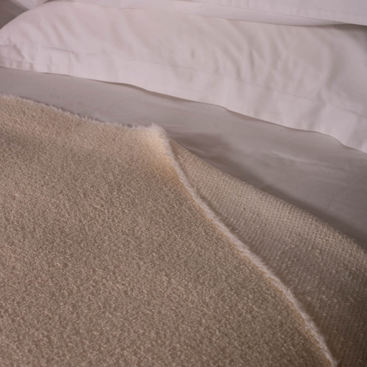 Luxury Cream Wool Boucle Blanket