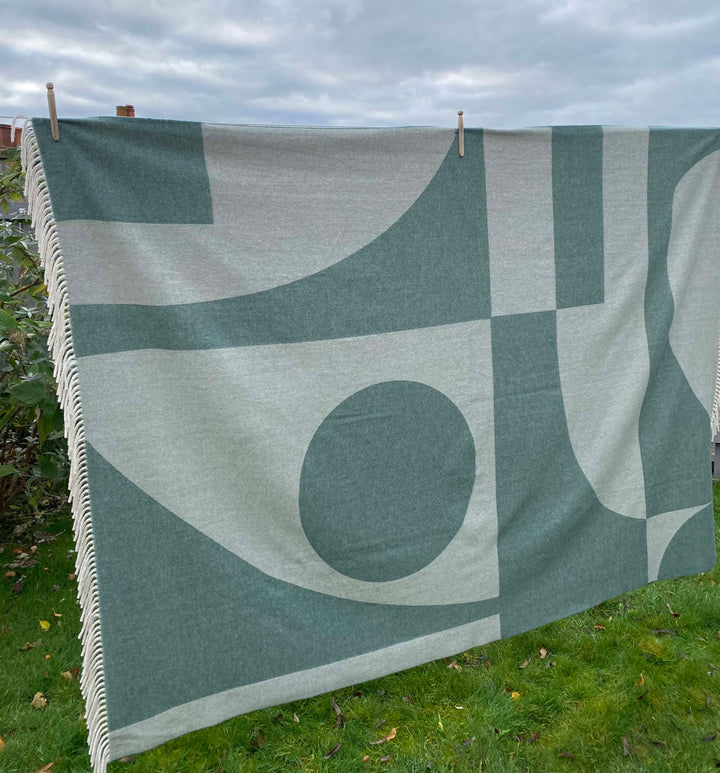 Green Abstract Cashmere & Merino Throw | Made In The UK | Ava Innes