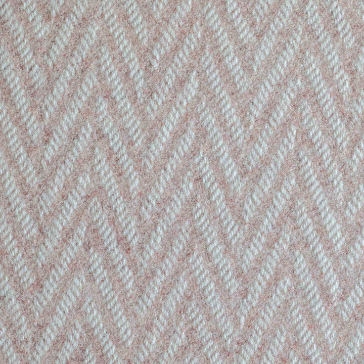 Large Pink & White Herringbone Wool Blanket