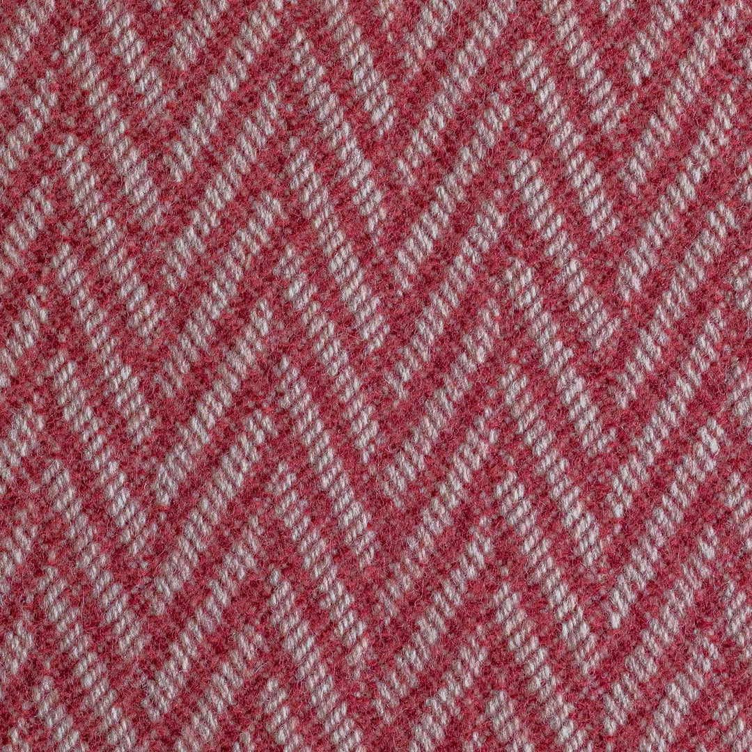Red and Natural Large Herringbone Pure Wool Blanket