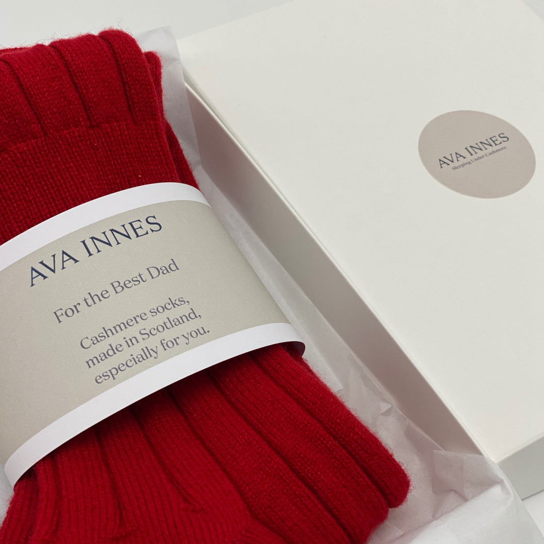 Men's Red Luxury Ribbed Cashmere Socks