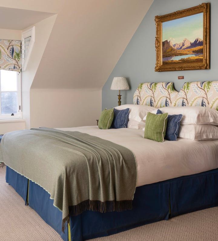 Soft Green Long Cashmere Herringbone Blanket