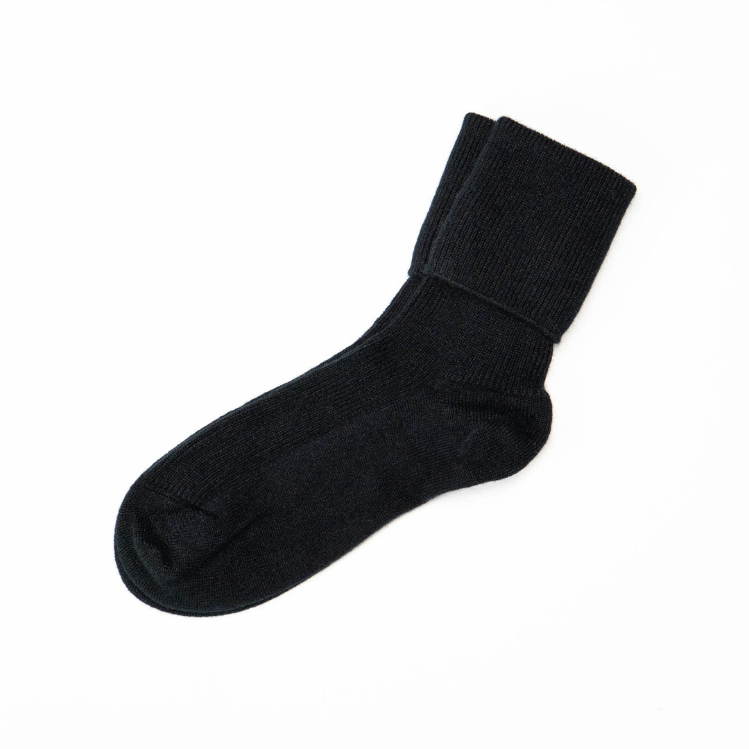 Black luxury ribbed cashmere socks by Ava Innes, Scotland
