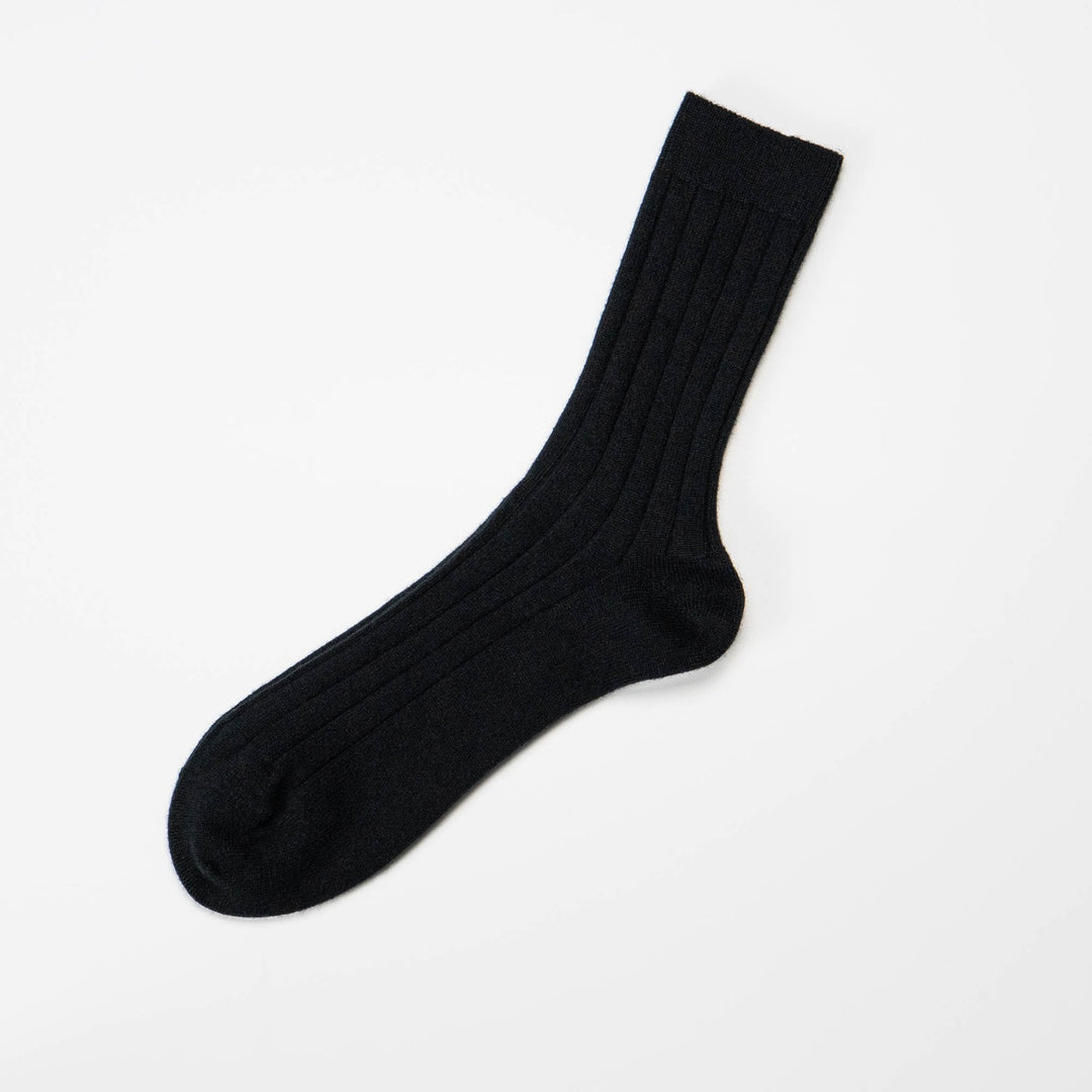 Men's black cashmere ribbed socks by Ava Innes, Scotland
