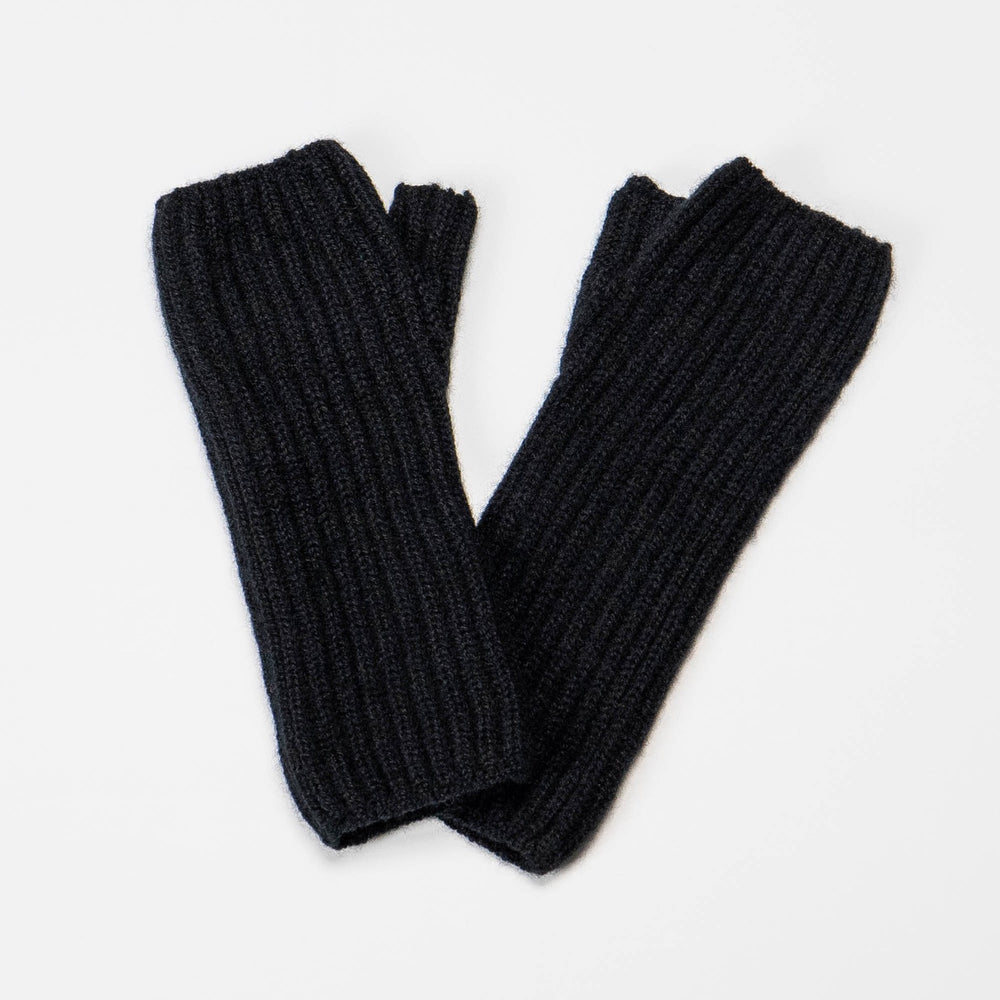 Black fingerless cashmere gloves by Ava Innes