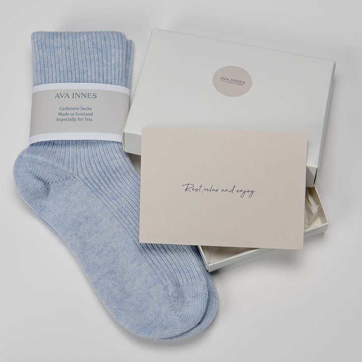Soft Blue Luxury Pure Cashmere Bed Socks