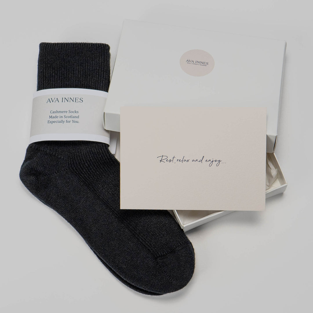 Black luxury ladies cashmere socks by Ava Innes