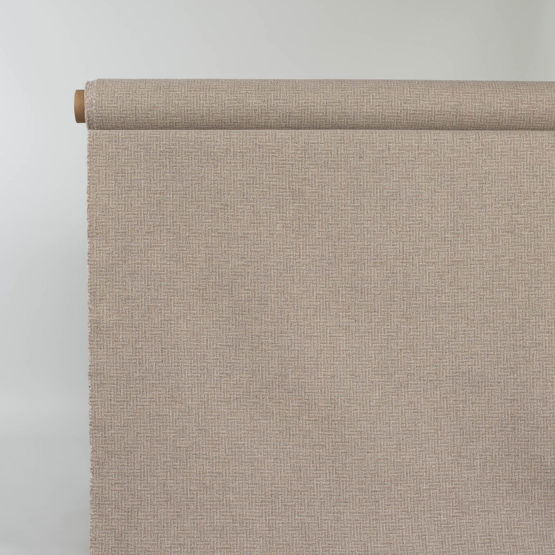 Lattice Beige and White Wool and Linen Blanket