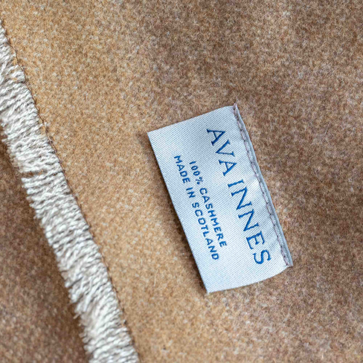 Camel Striped Luxury Cashmere Blanket | Made In The UK | Ava Innes