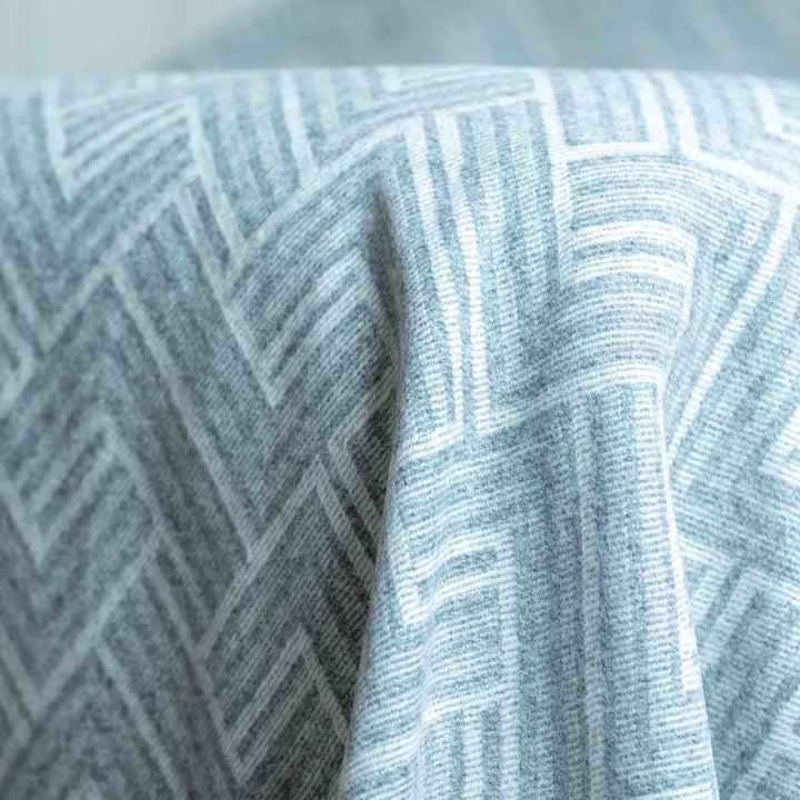 Grey and White Geometric Large Pure Wool Blanket