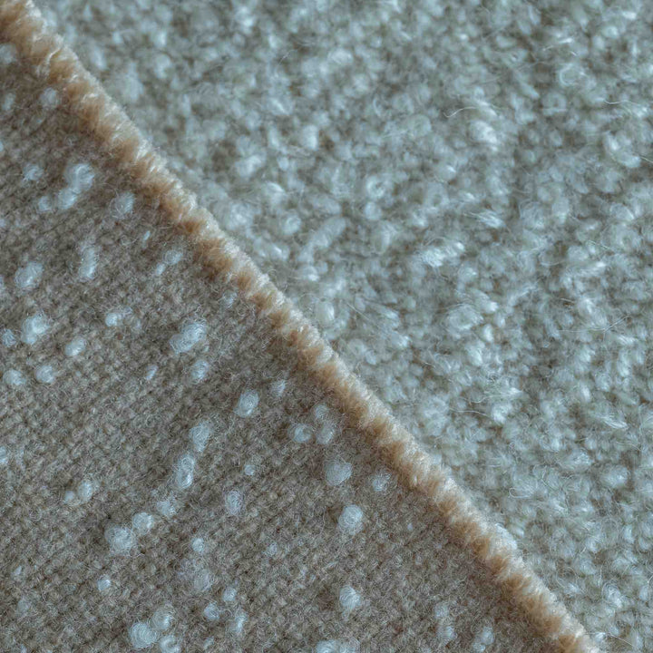 Soft Natural and Peach Boucle Large Pure Wool Blanket