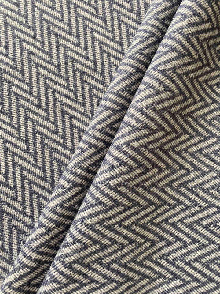 Navy and Natural Large Herringbone Pure Wool Blanket