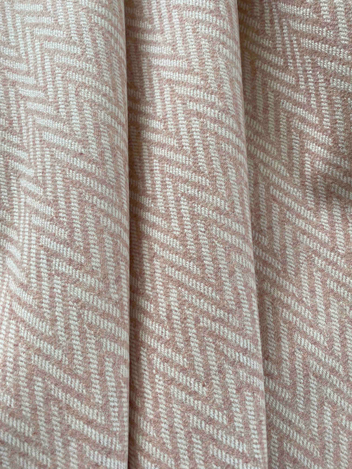 Large Pink & White Herringbone Wool Blanket