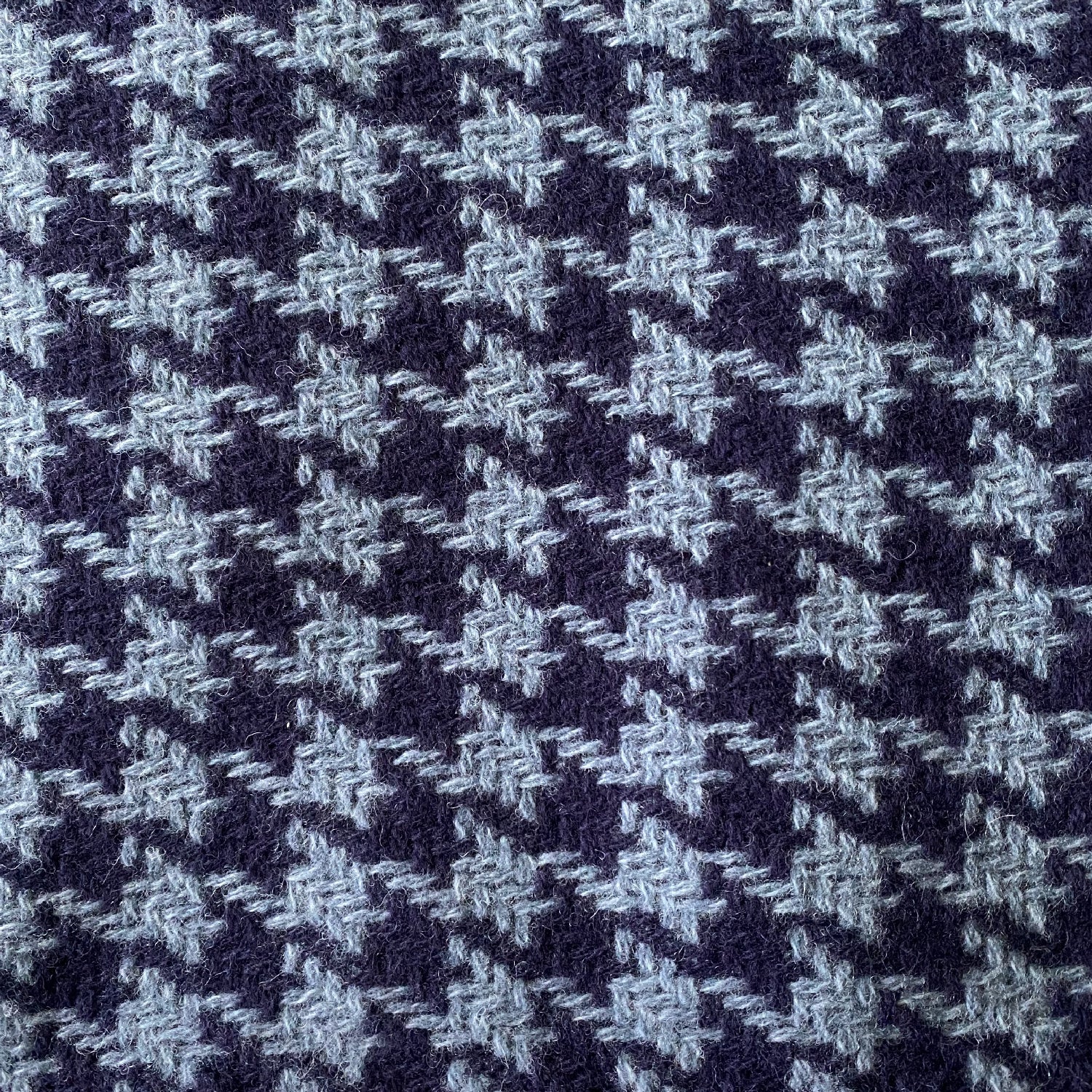 Large Blue Soft All Wool Houndstooth Blanket