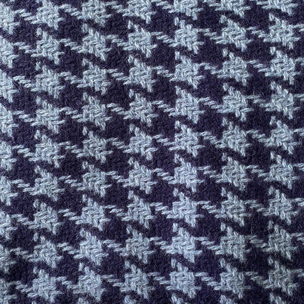 Large Blue Soft All Wool Houndstooth Blanket