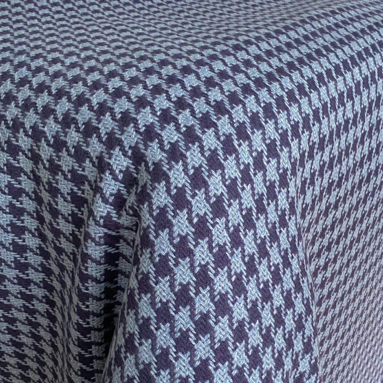 Large Blue Soft All Wool Houndstooth Blanket
