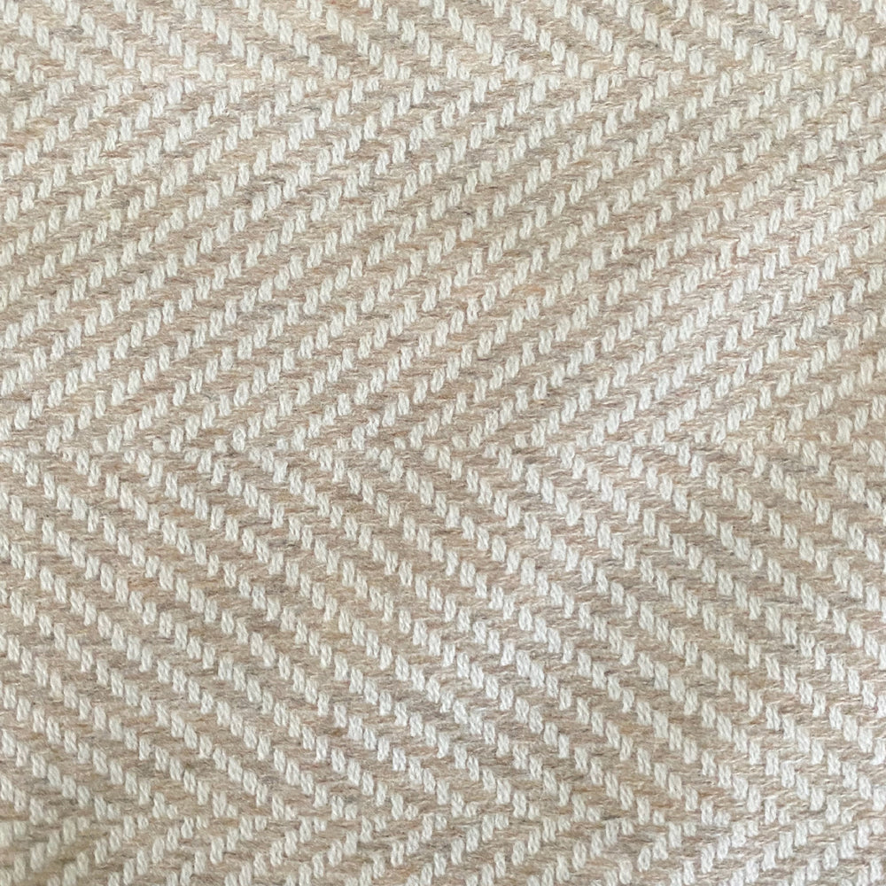 Large Cream Soft All Wool Herringbone Blanket