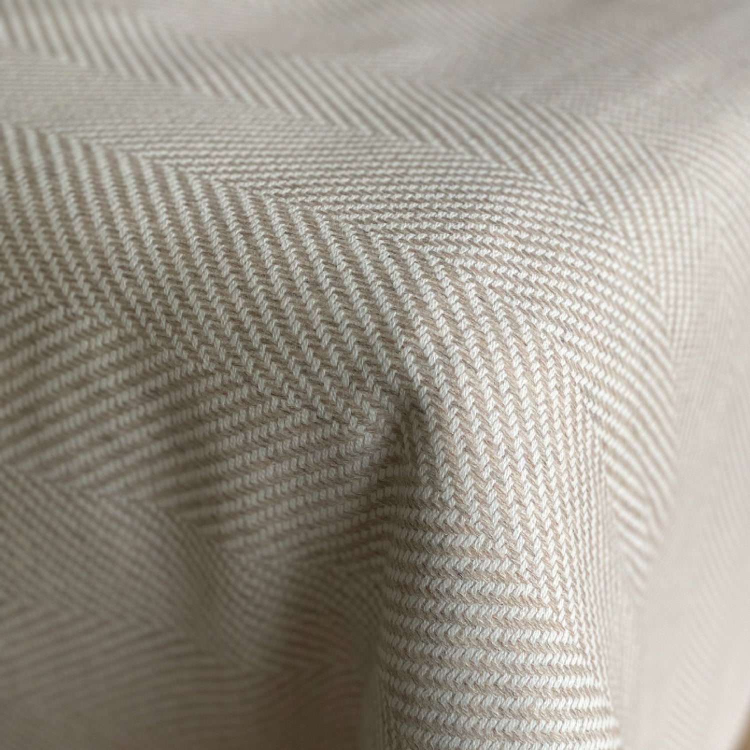 Large Cream Soft All Wool Herringbone Blanket