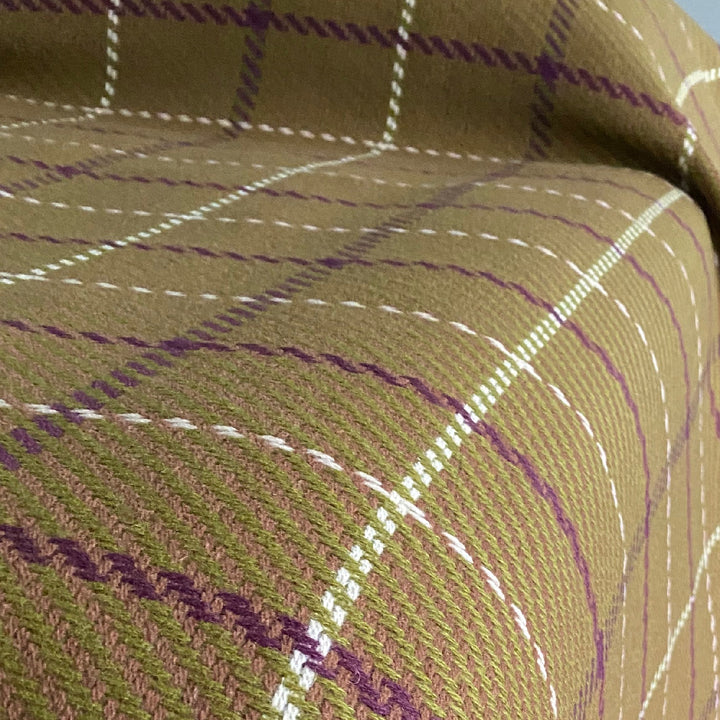 Large Olive and Plum Open Check Pure Wool Blanket