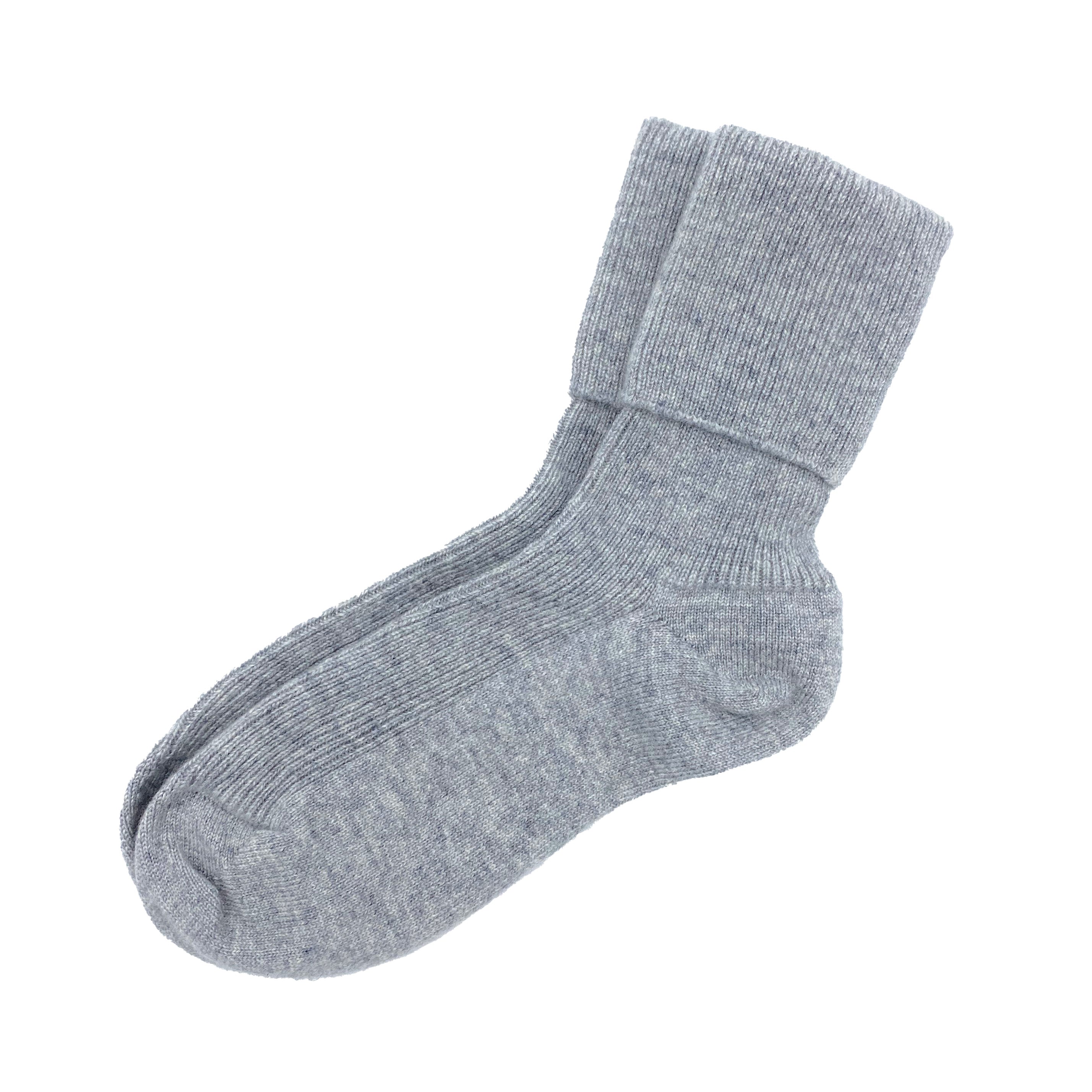 Grey ladies cashmere socks by Ava Innes, made in Scotland