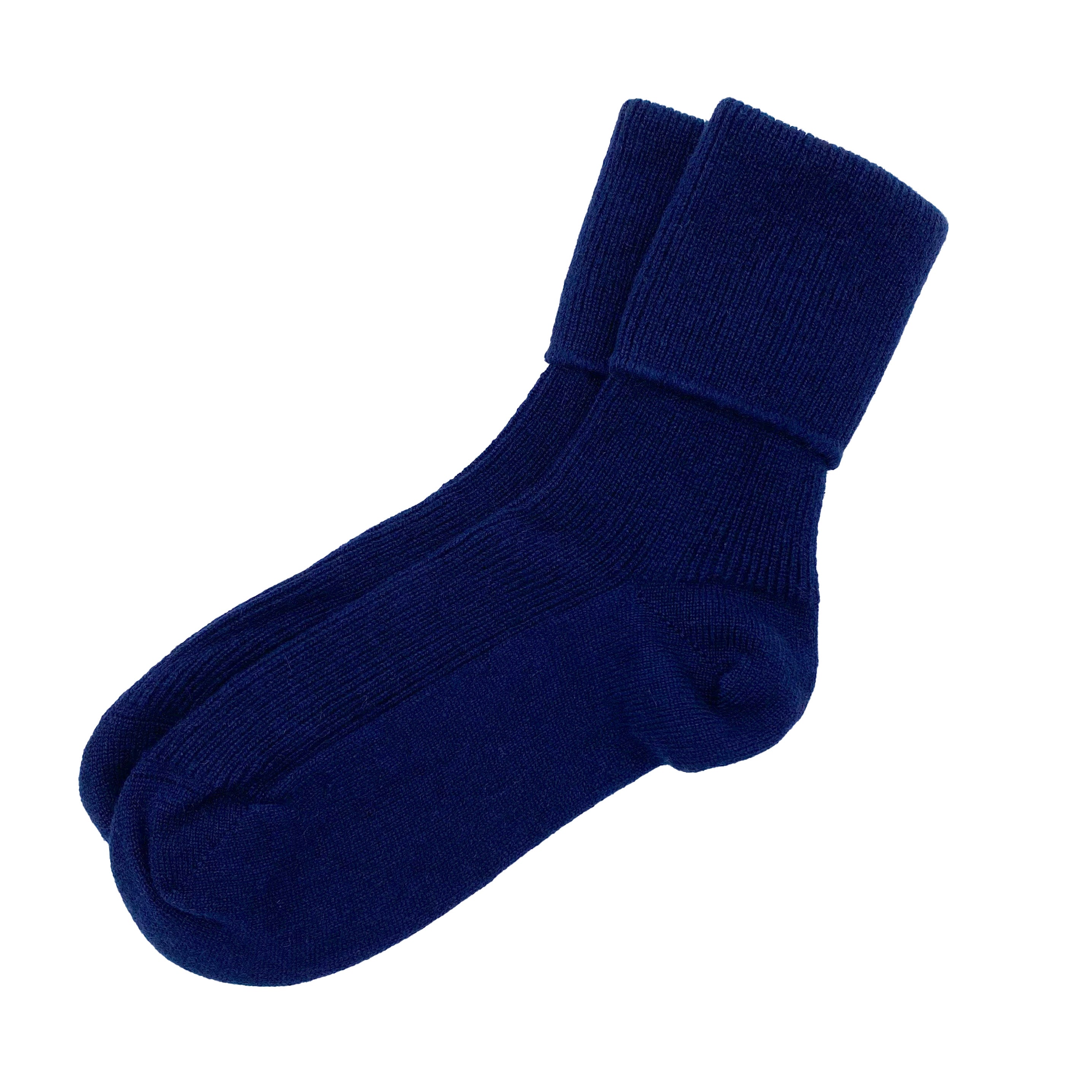 Women's Navy Pure Cashmere Wool Bed Socks, Made in Scotland by Ava Innes, UK