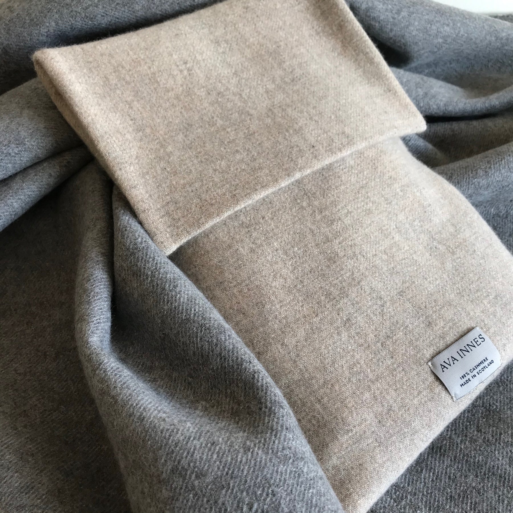 Luxury Merino Cashmere Wool Natural Hot Water Bottle Cover Made In The UK Ava Innes