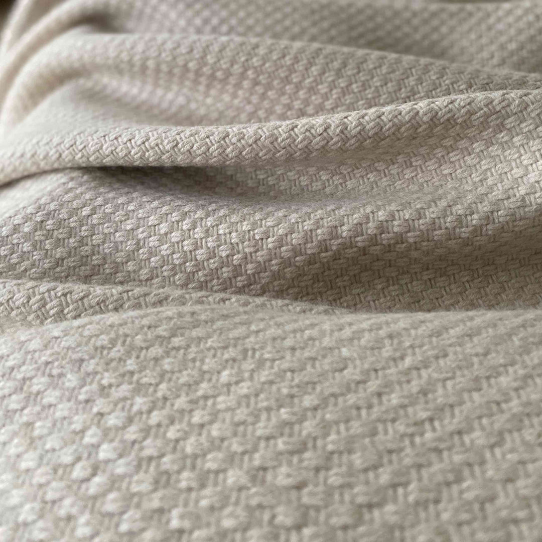 Cream Basket Weave Soft Wool Luxury Blanket