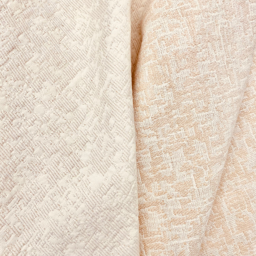 Cream Textured Wool and Cotton Luxury Blanket