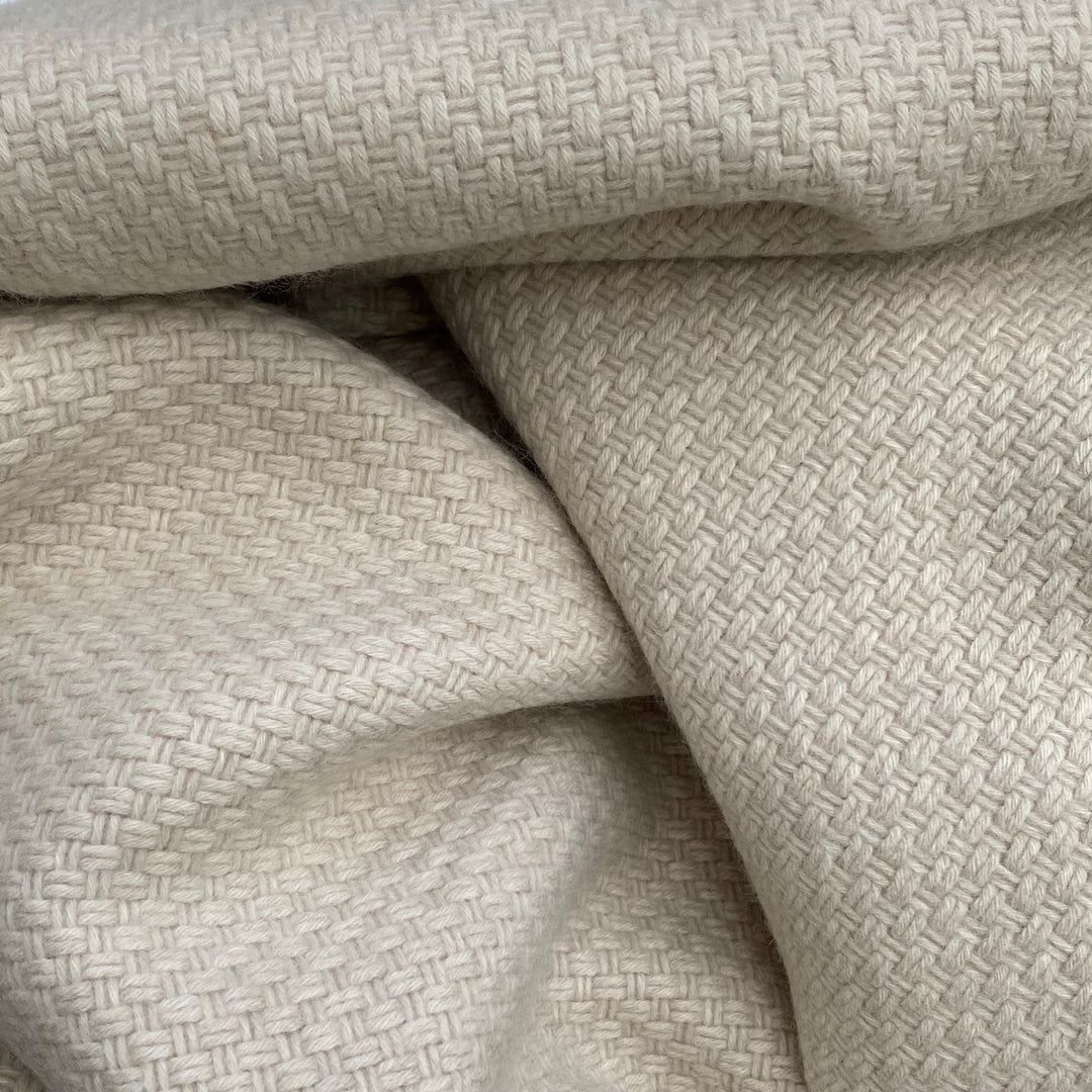 Cream Basket Weave Soft Wool Comfort Blanket