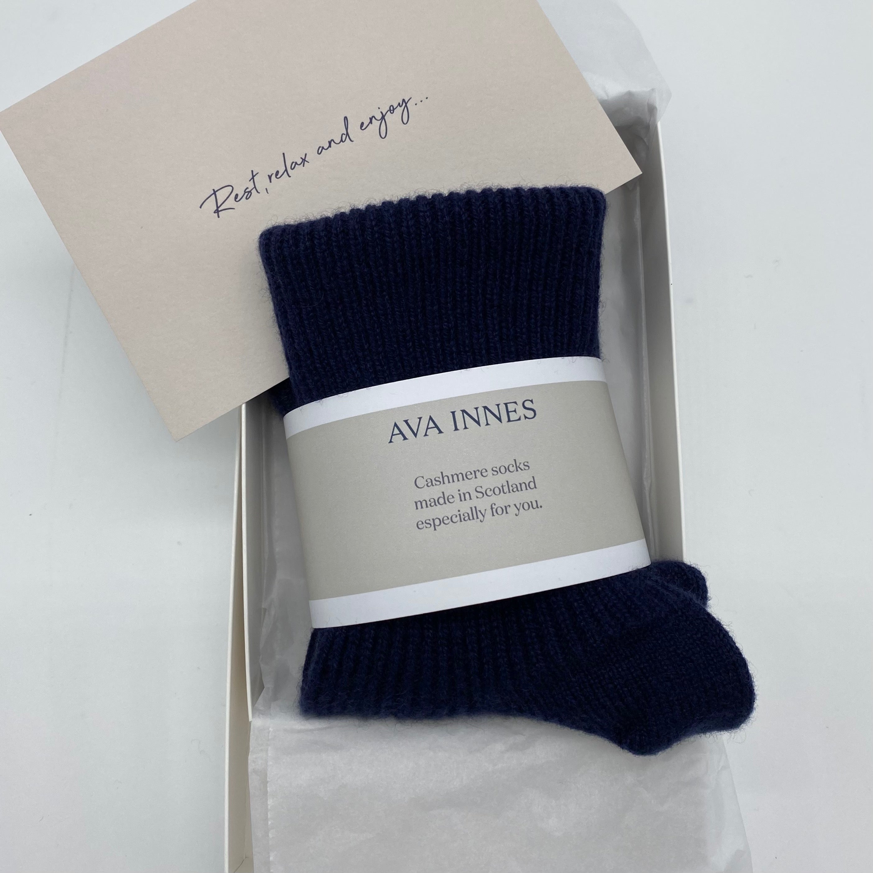 Navy Luxury Pure Cashmere Bed Socks