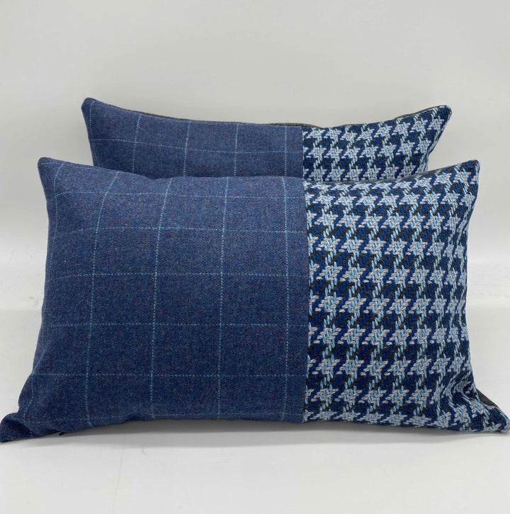 Blue Tweed Two Piece Wool Cushion