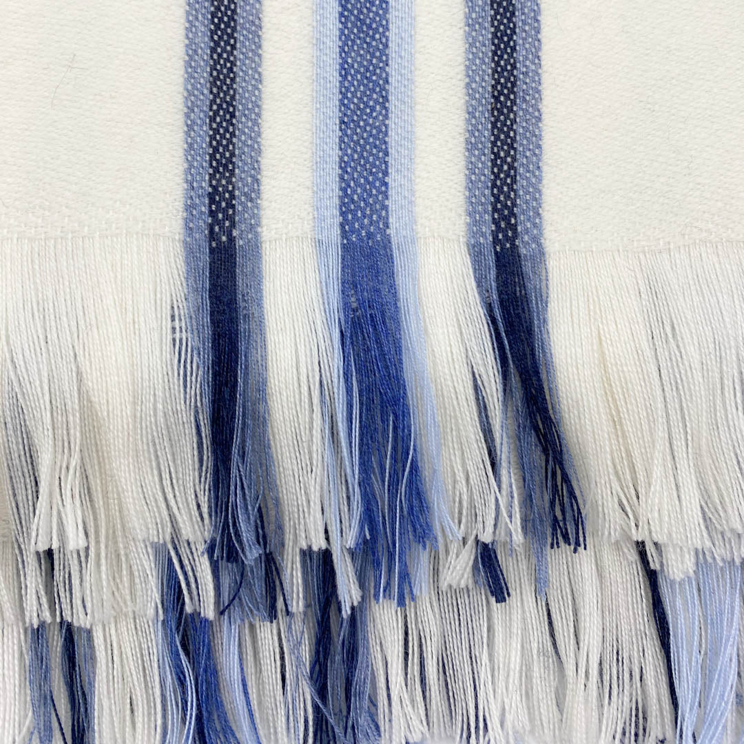 Blue/Cream 100% Fine Wool Throw