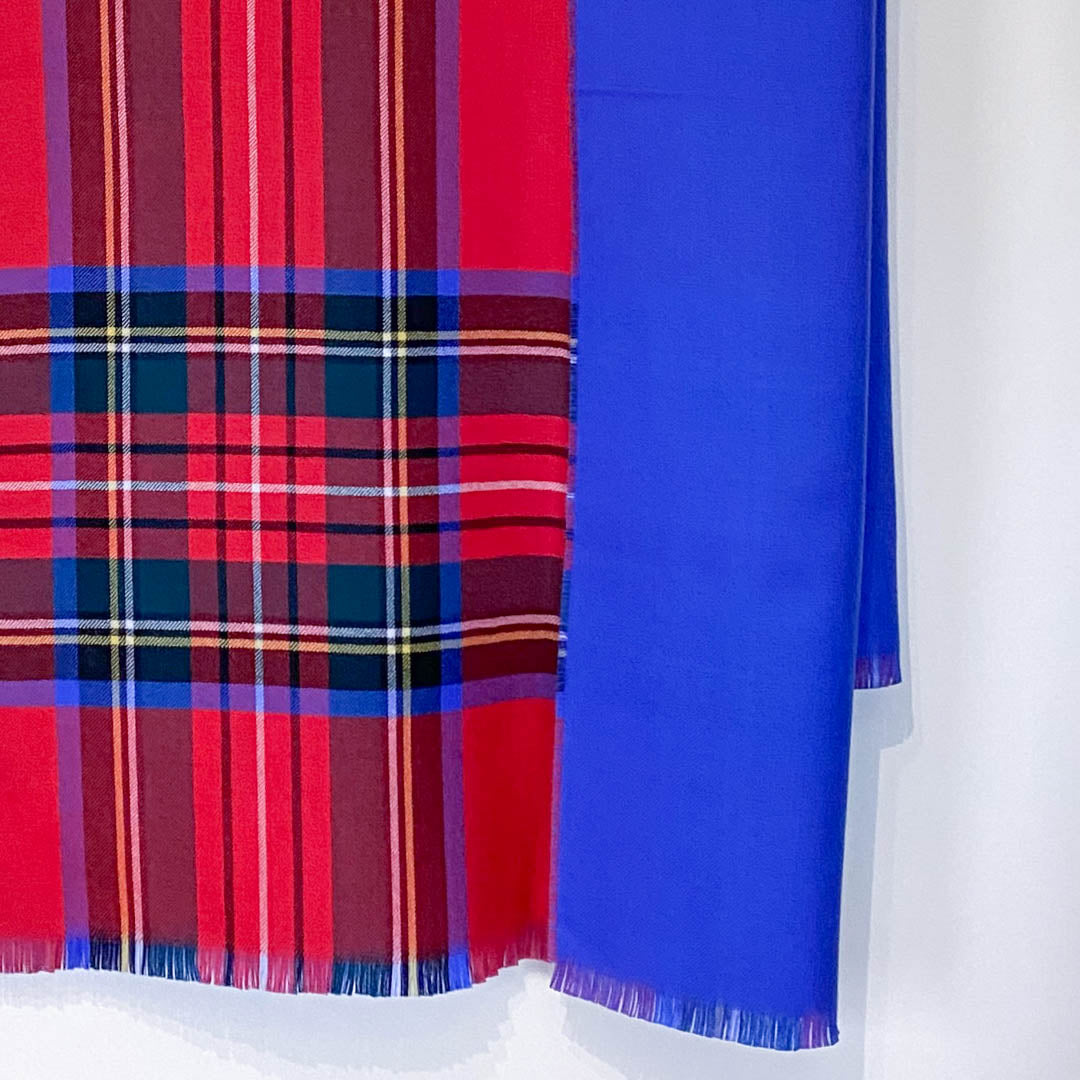Fine Wool Double Sided Red/Blue Check wrap