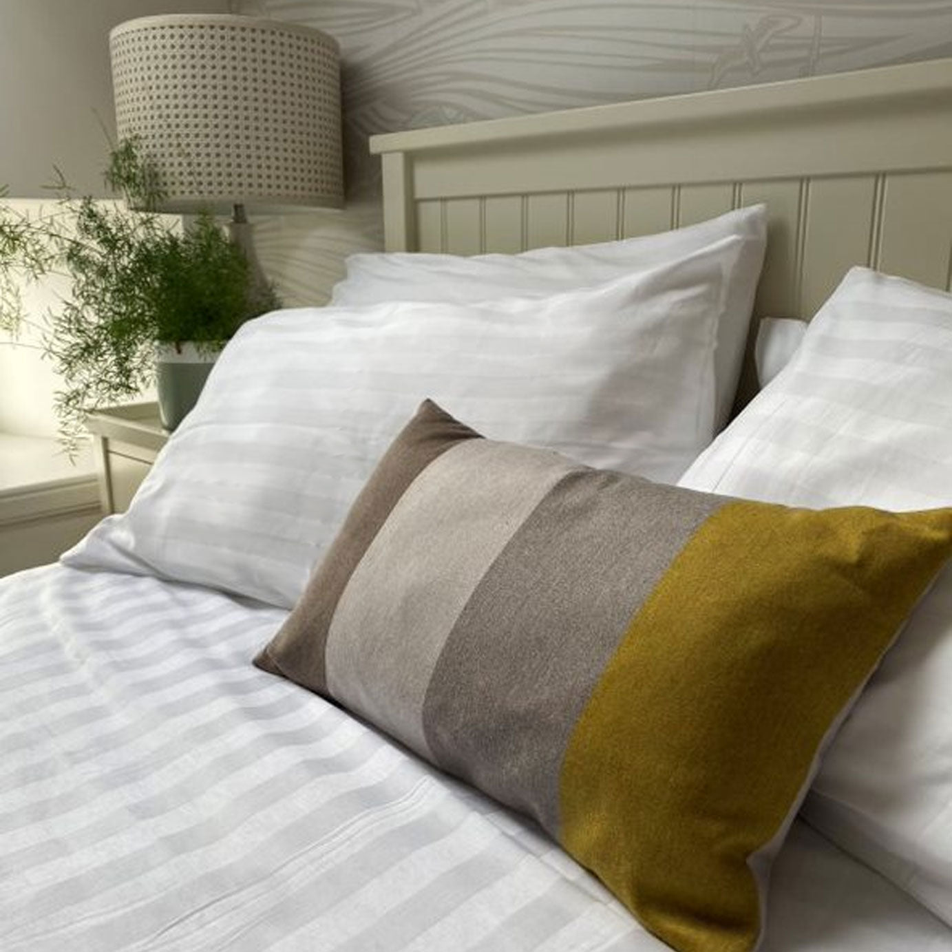 Beige Oatmeal & Yellow Fine Wool Cushion