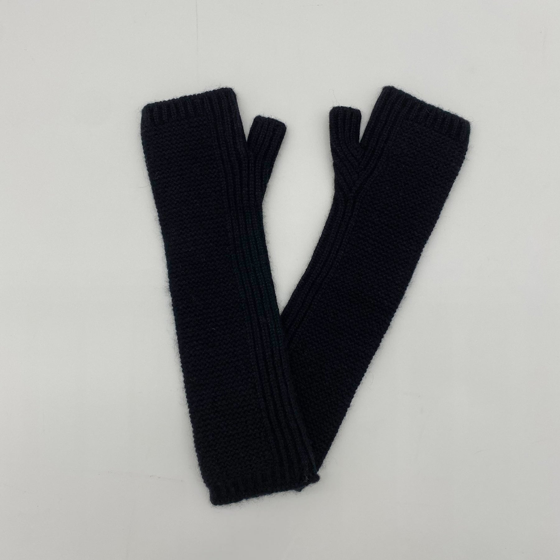 Black Cashmere Fingerless Gloves / Wrist Warmers