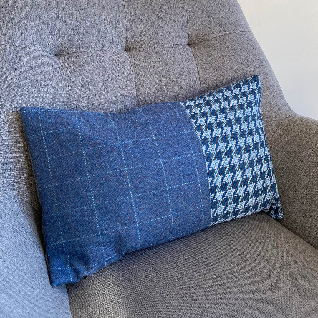 Blue Tweed Two Piece Wool Cushion