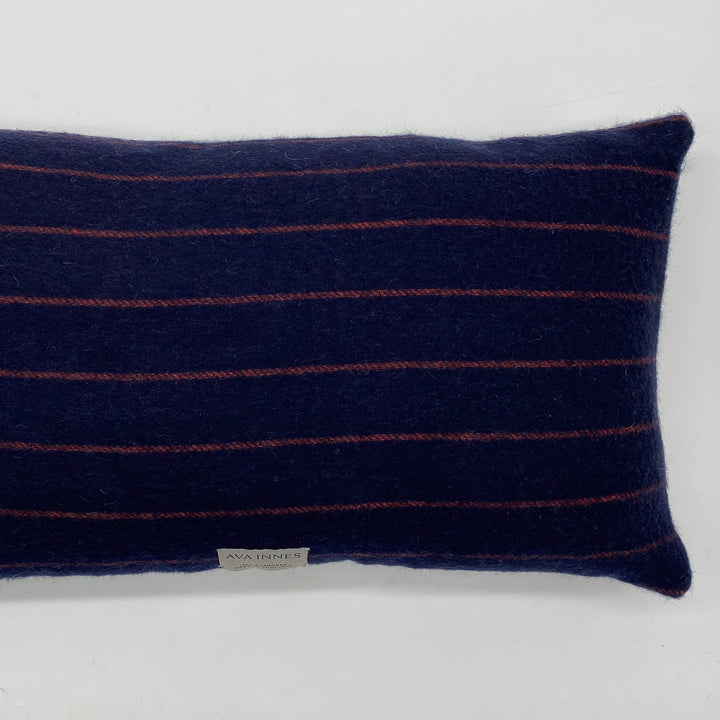 Ava Innes Navy, Red and  Cream Checked Cashmere Cushion
