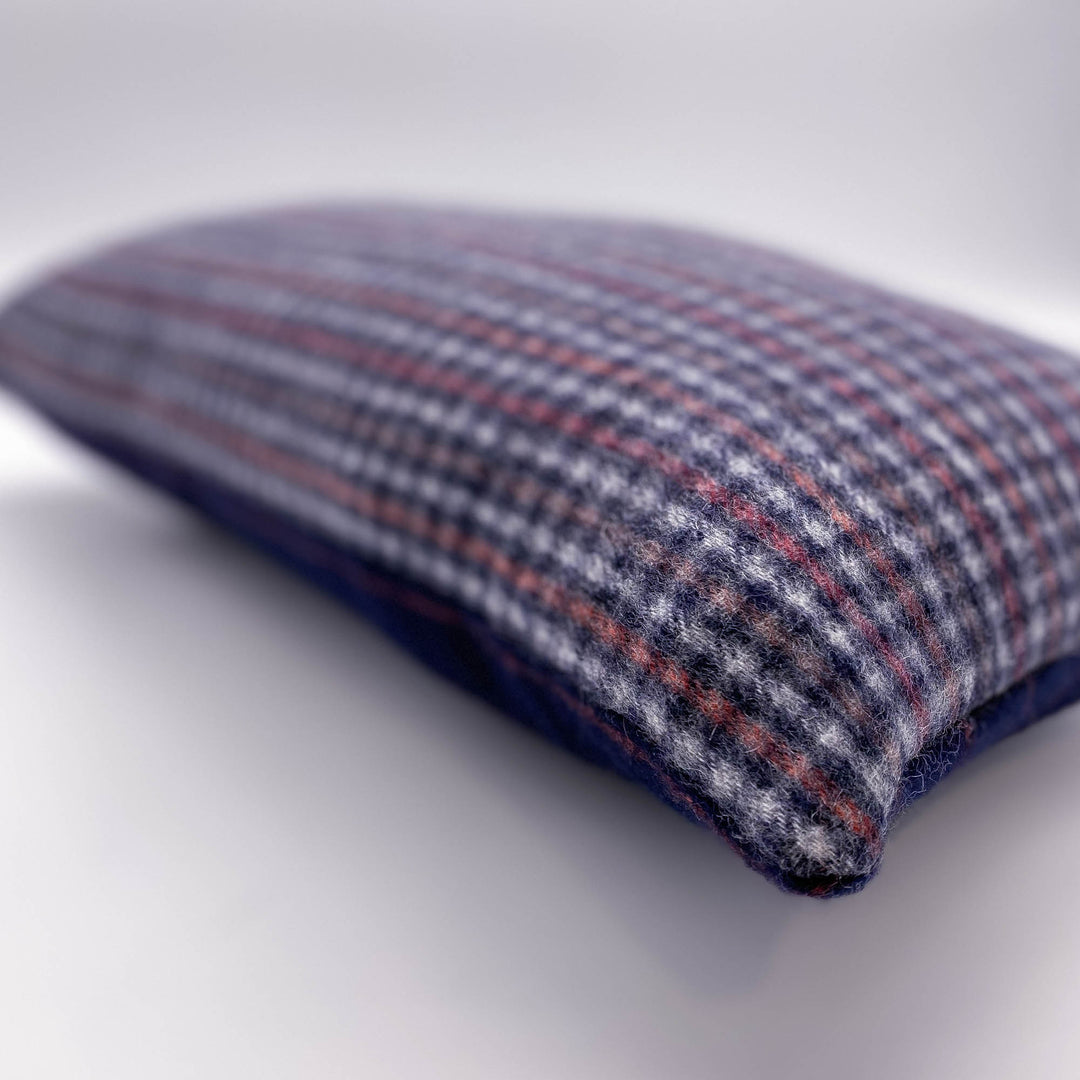 Ava Innes Navy, Red and  Cream Checked Cashmere Cushion