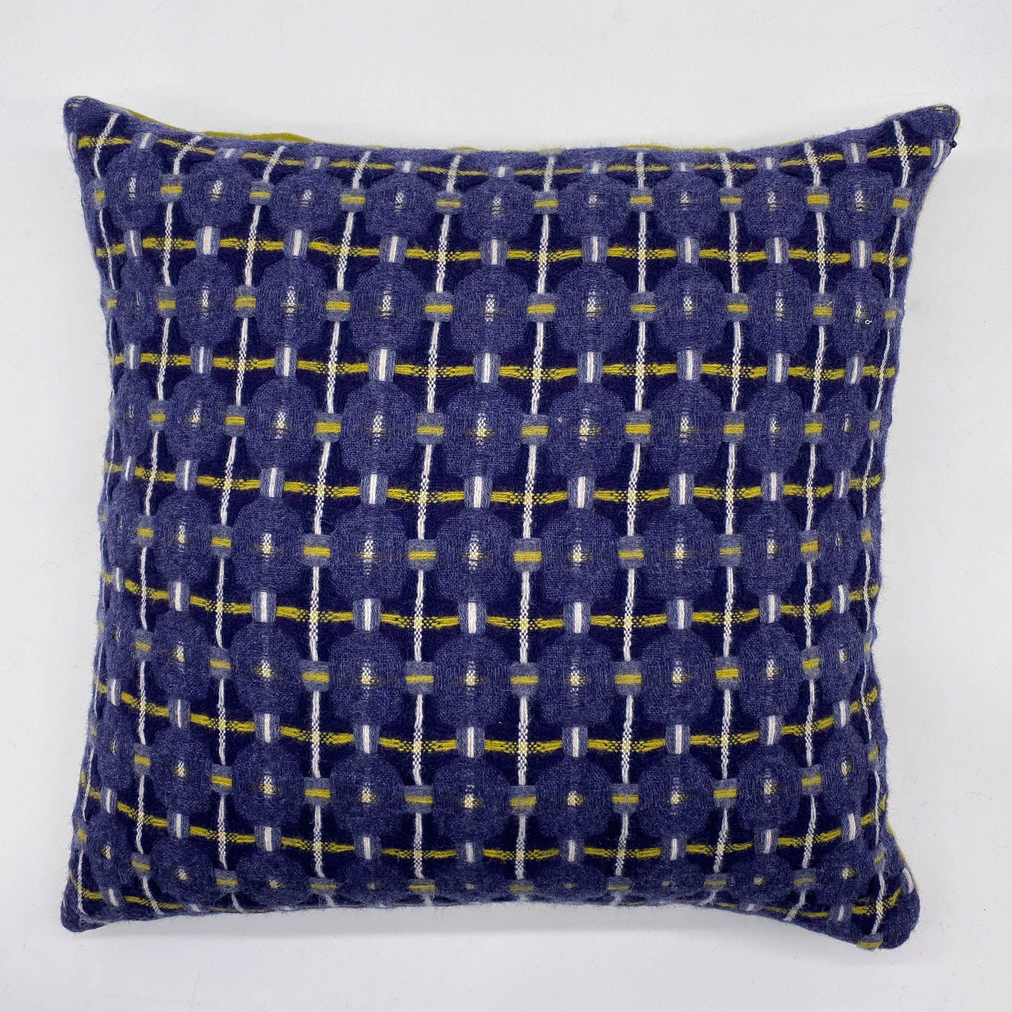 Ava Innes Blue and Yellow Abstract with Plain Yellow Back Cashmere Cushion