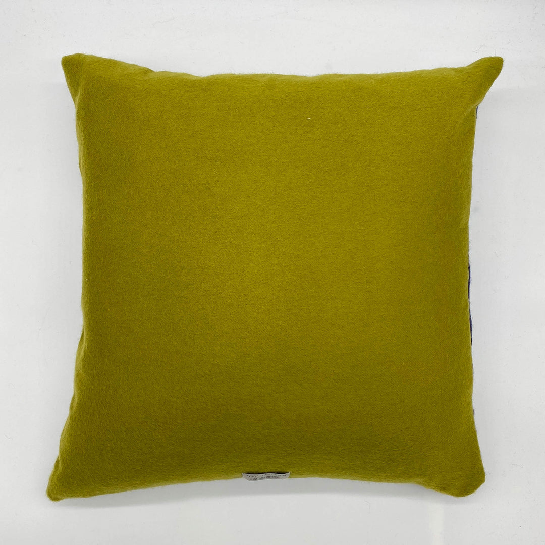 Ava Innes Blue and Yellow Abstract with Plain Yellow Back Cashmere Cushion