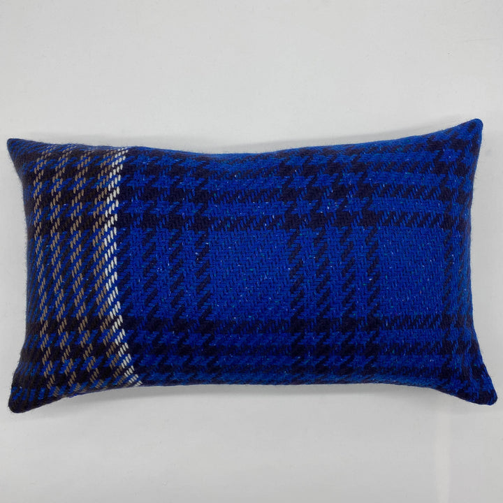 Blue Chunky Check Cashmere Cushion