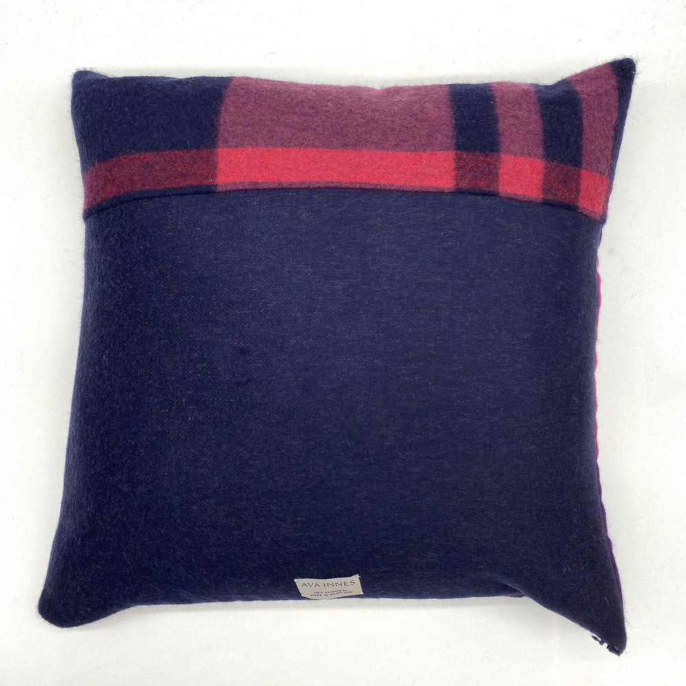 Ava Innes Pink and Red Checked Cashmere Cushion
