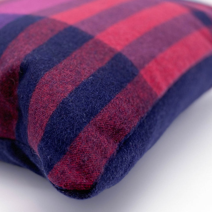 Ava Innes Pink and Red Checked Cashmere Cushion