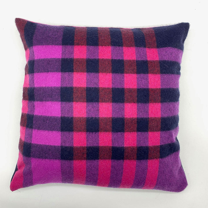 Pink and Purple Checked Cushion Cashmere Cushion